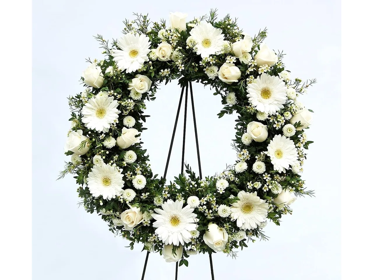 CORONA ESPECIAL ROSAS, GERBERAS Y POLARIS