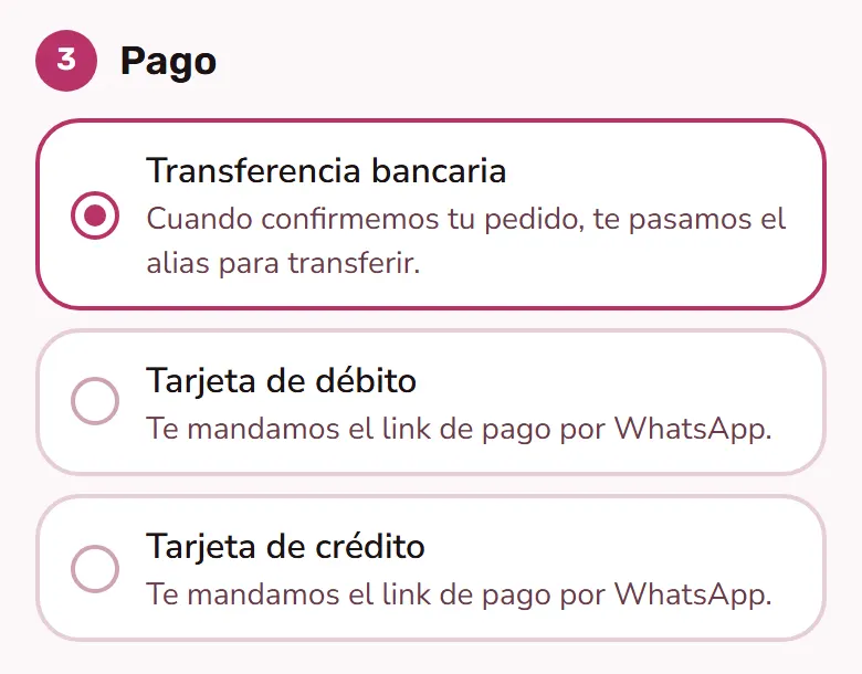 Elegí cómo vas a pagar.
